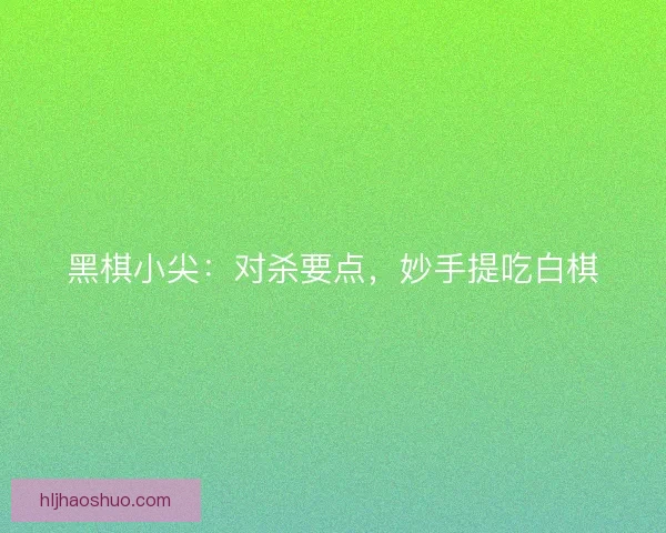 黑棋小尖：对杀要点，妙手提吃白棋